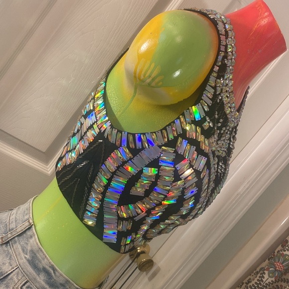 Bebe Show Stopper Sequin Sleeveless Crop Top - Picture 9 of 15